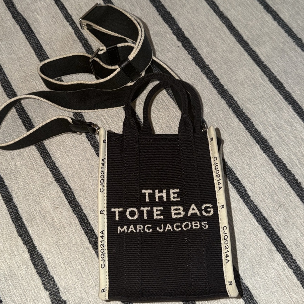 Marc Jacobs Black Mini Tote Crossbody with Cream Trim